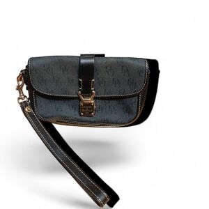 Dooney & Bourke Black and Gold Wristlet Clutch